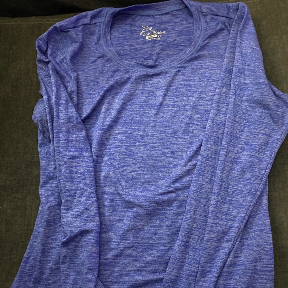 Womens Jack Rabbit blue long sleeve workout shirt